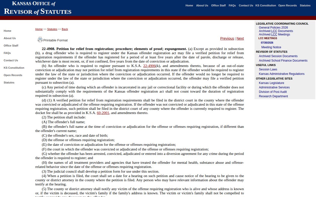 Kansas Juvenile Correctional Complex restricted release record statute