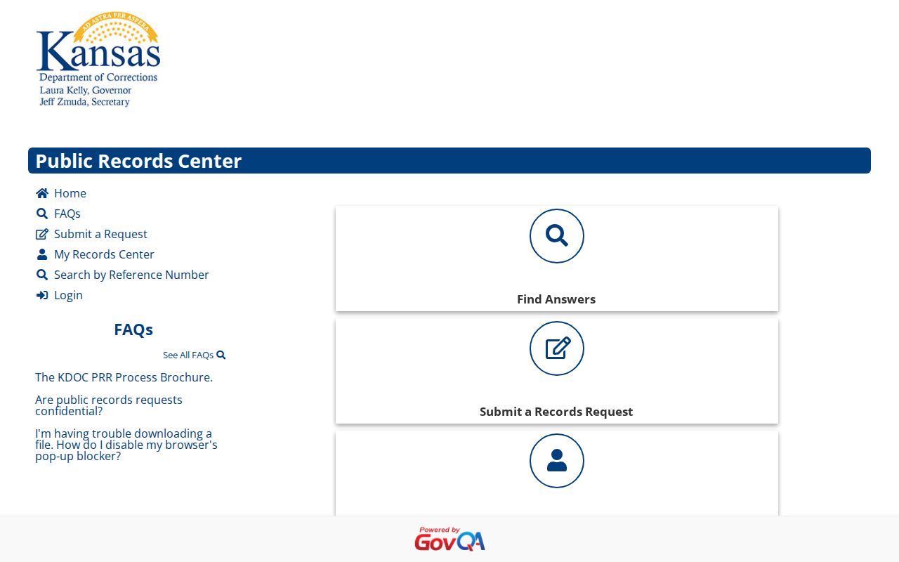 Topeka Correctional Facility KDOC release records request portal